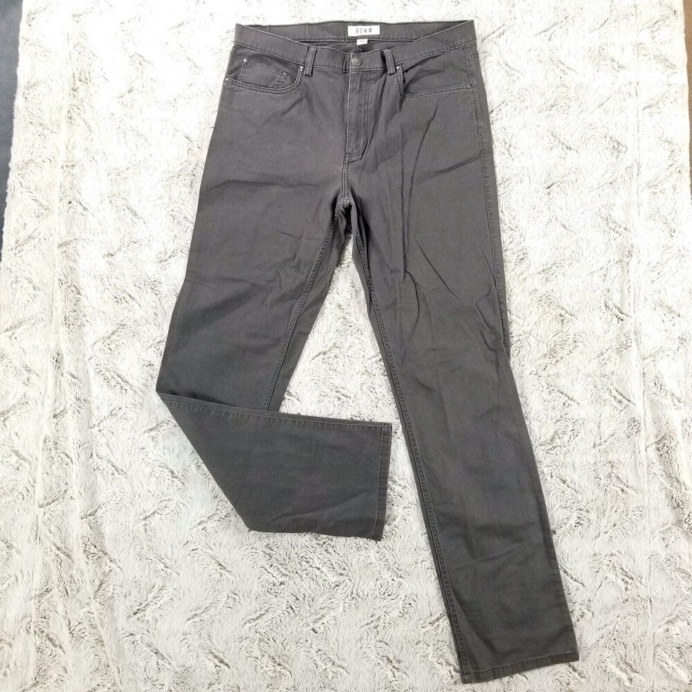 Rowm Jeans Mens 36×36 Gray Slim Straight Flat front Dark Wash